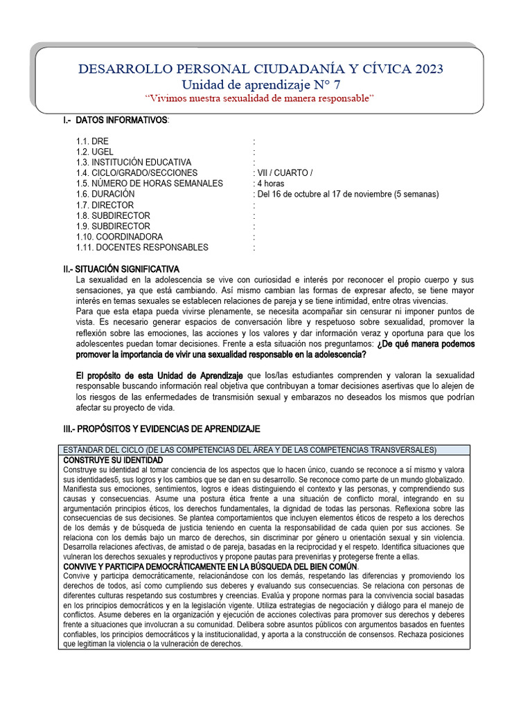 Unidad 7 - DPCC 4° | PDF | Aprendizaje | Evaluación