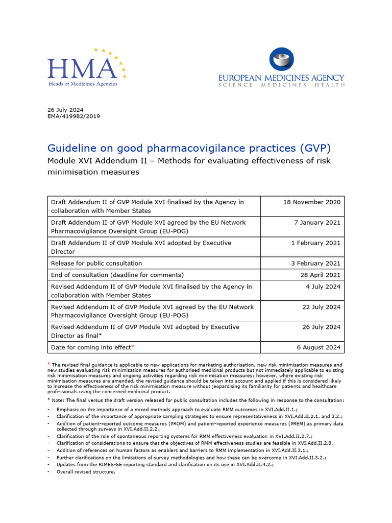 GVP Module XVI Addendum II Overview | PDF | Pharmacovigilance ...