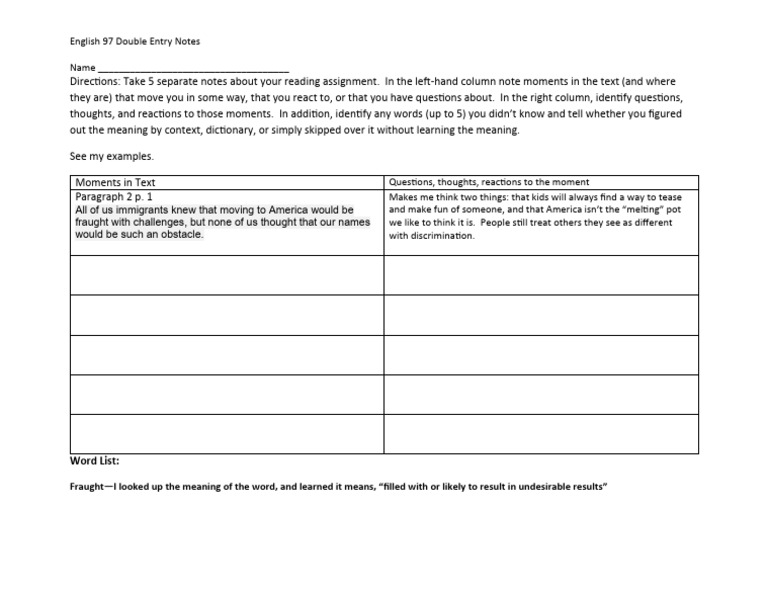 Dumas, The F Word Double Entry Notes | PDF | Self-Improvement