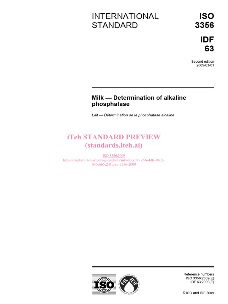 Alkaline Phosphatase in Milk Testing | PDF | International Organization ...