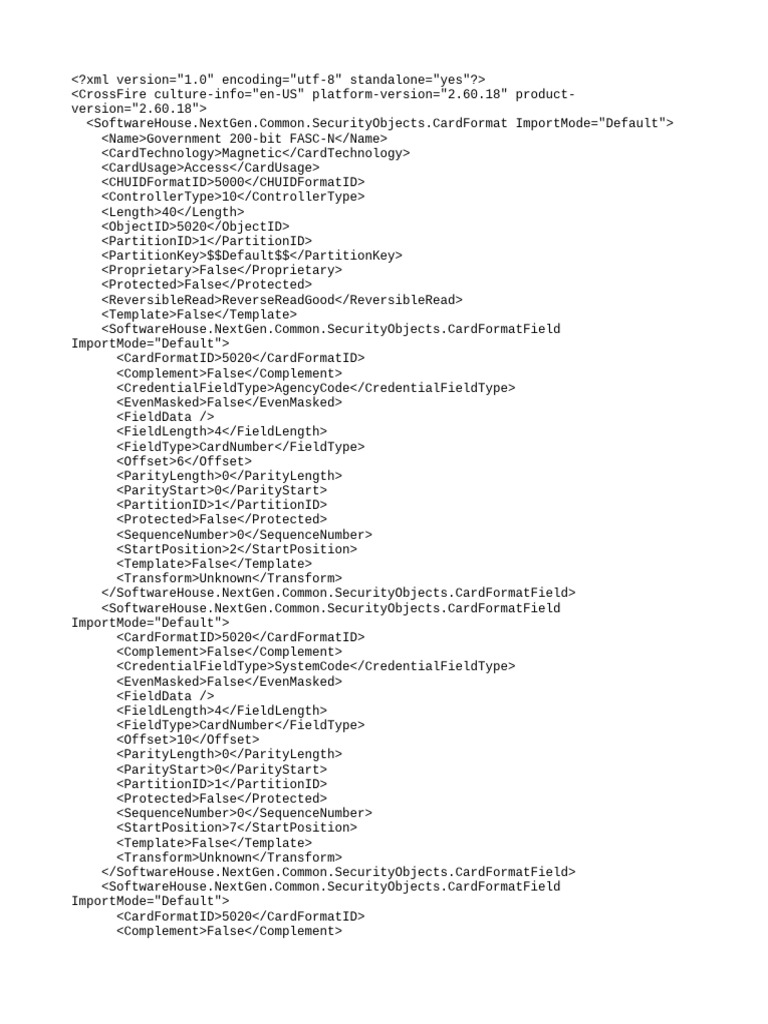 Card Format Government 200 Bit FASC N.XML | PDF | Computing | Computer ...