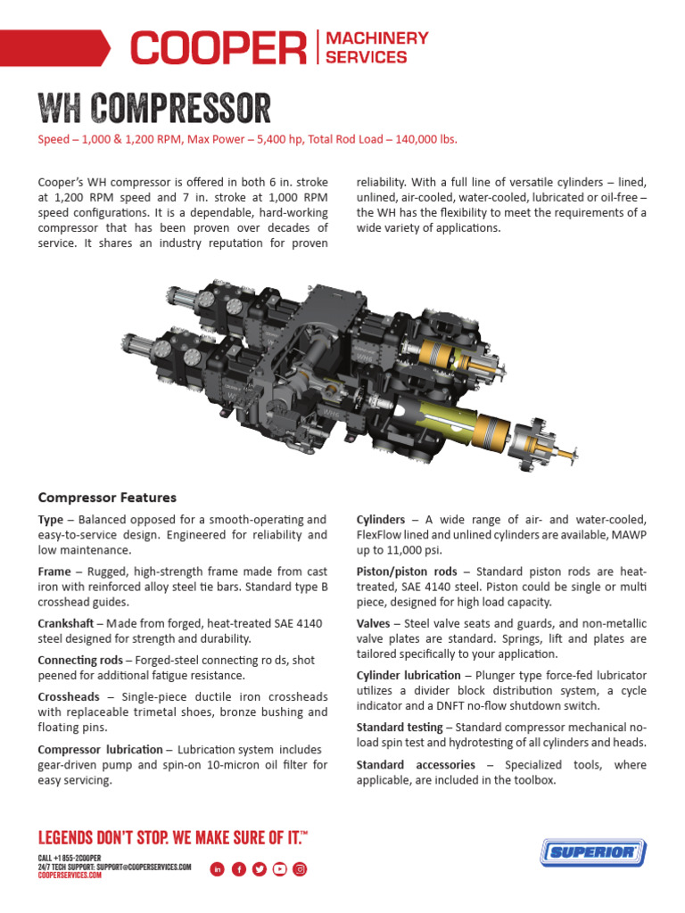 WH Compressor Technical Specifications | PDF | Piston | Engines