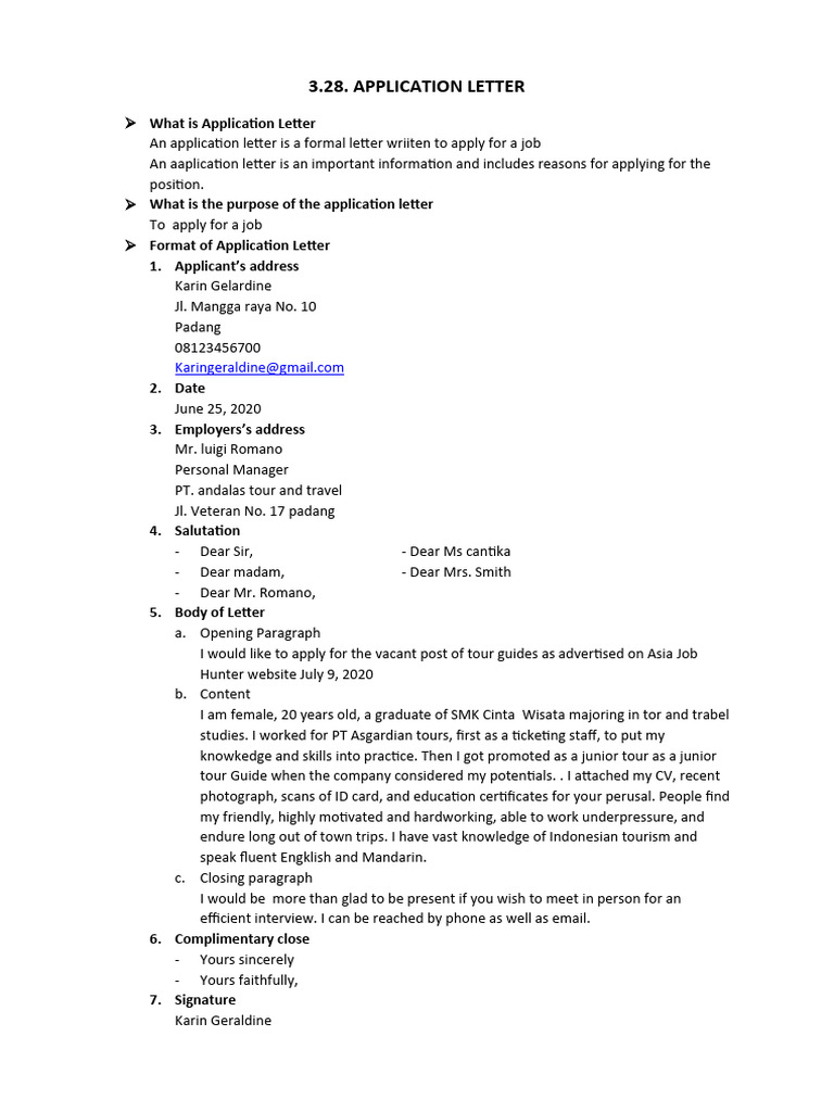 Bahan Ajar 3.28. Application Letter | PDF | Career & Growth