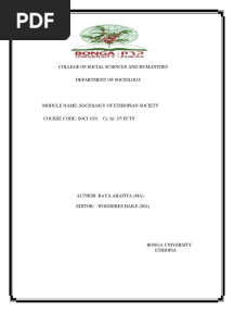 Sociology Module - Sociology of Ethiopian Society