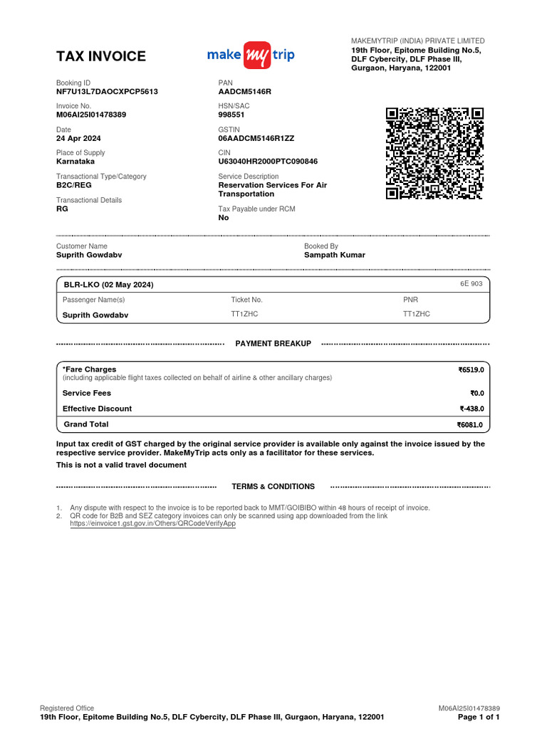 Flight Nf7u13l7daocxpcp5613 | PDF | Invoice | Payments