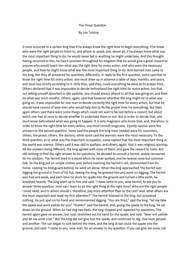 The Three Question | PDF | Religion & Spirituality