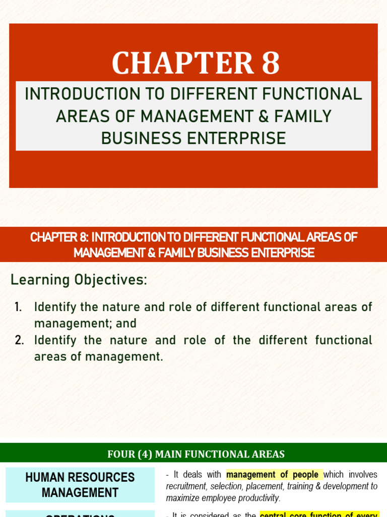 Chapter 8 Functional Areas of Management | PDF | Market (Economics ...