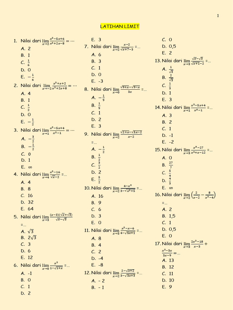 Latihan Limit | PDF
