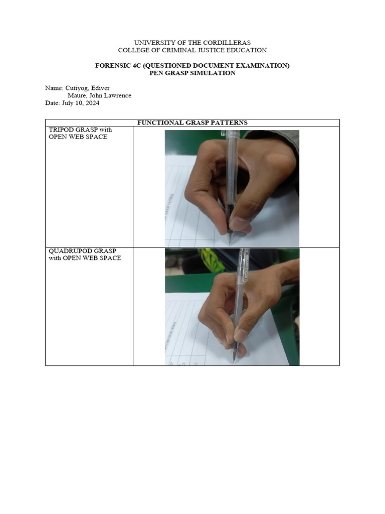 Pen Grasp Patterns in Forensic Study | PDF | Young Adult