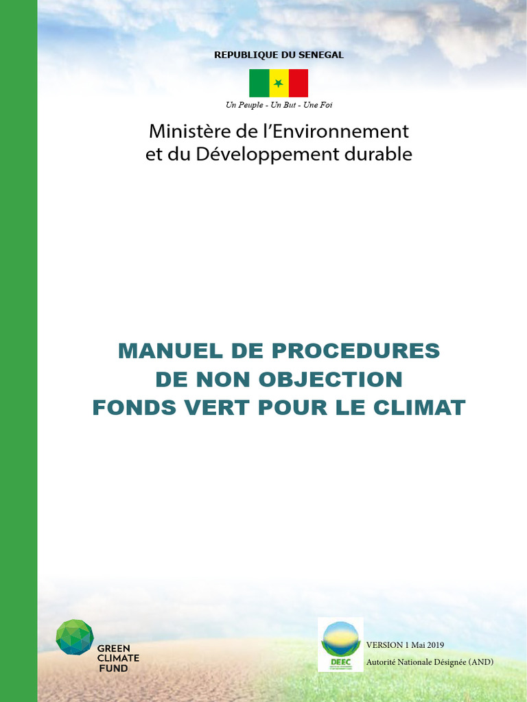 Procédure de Non Objection FVC Sénégal | PDF | Développement durable ...
