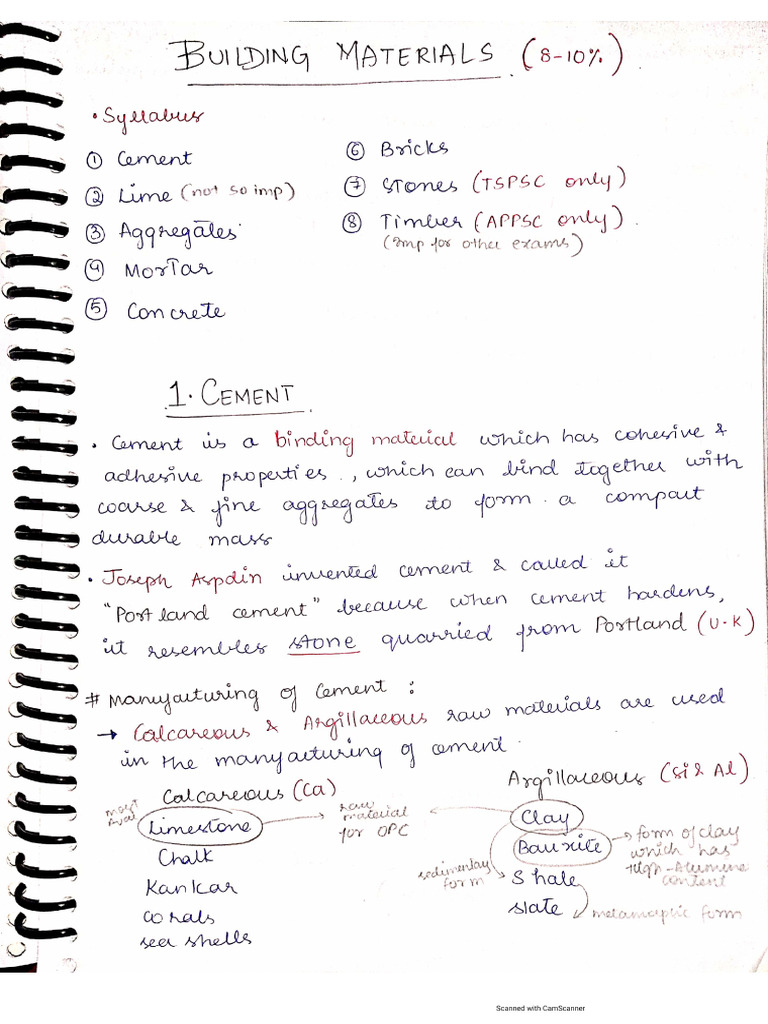 Building Materials Notes AEE-1 | PDF