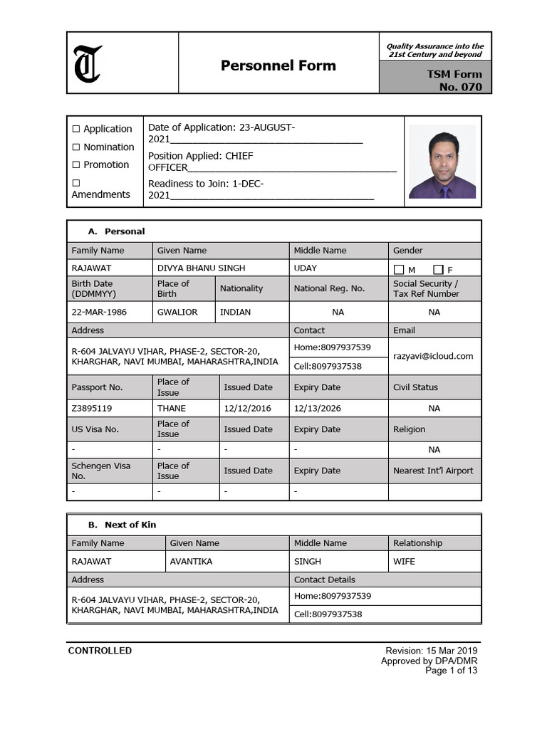 TSM Form 070 - 2019 - Latest | PDF | Ships | Oil Tanker