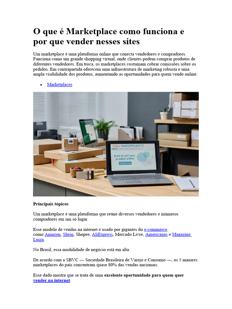 Como Funciona um Marketplace | PDF | E-commerce | Marketing