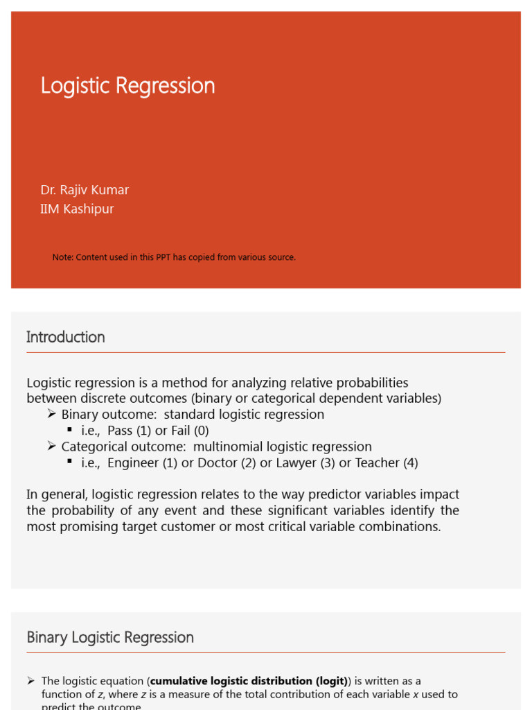 Session 15-Logistic Regression | PDF | Logistic Regression | Regression ...