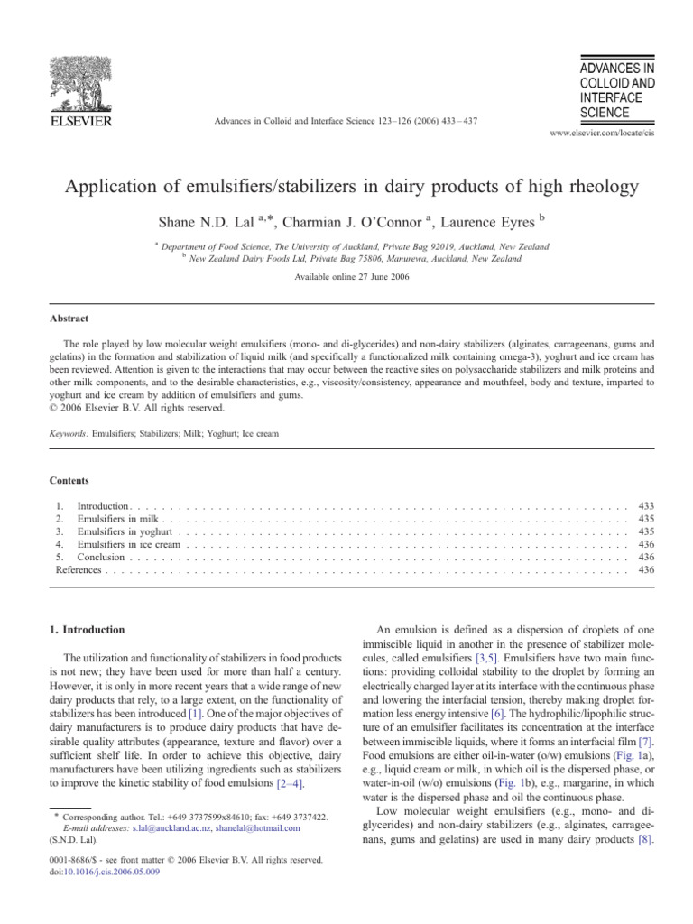 Emulsifiers in Dairy Products Explained | PDF | Emulsion | Milk