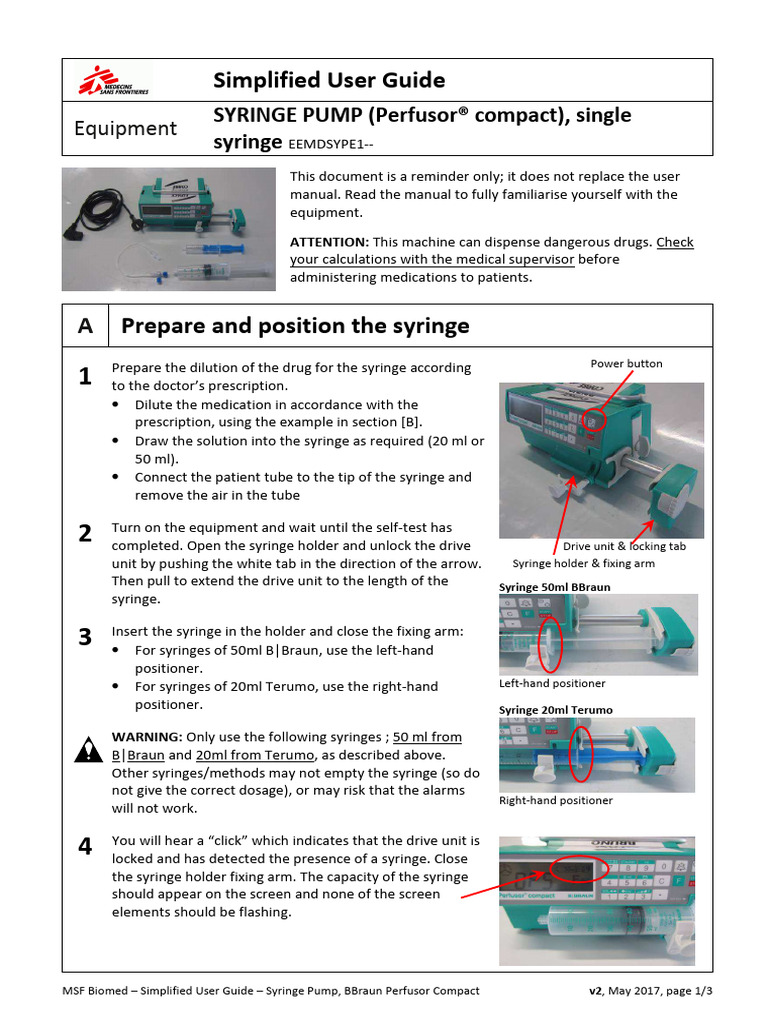 BBraun Syringe Pump User Guide | PDF | Syringe | Medicine