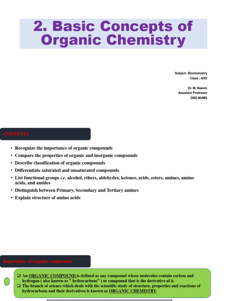 BASIC ORGANIC CHEMISTRY TOPICS visual data 2