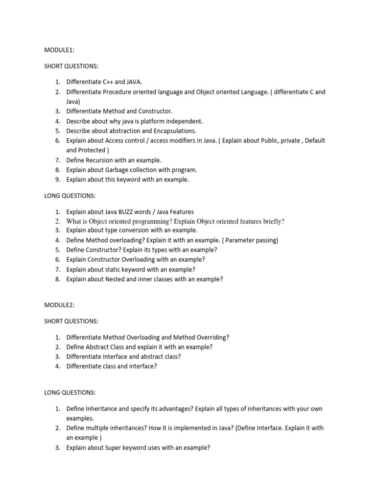 Java - Imp - Questions | PDF | Method (Computer Programming ...