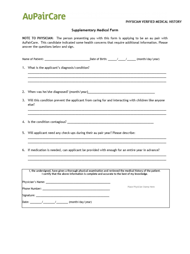 Supplementary Medical Form | PDF | Self-Improvement