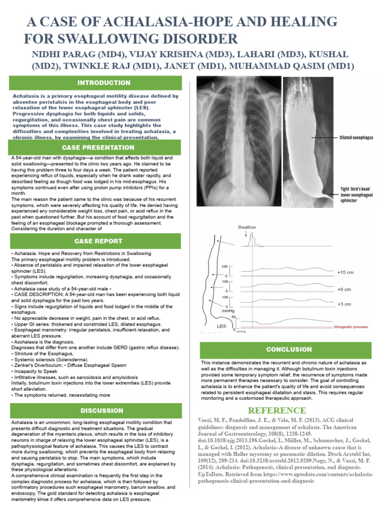 Achalasia Case Study: Diagnosis & Management | PDF | Esophagus ...