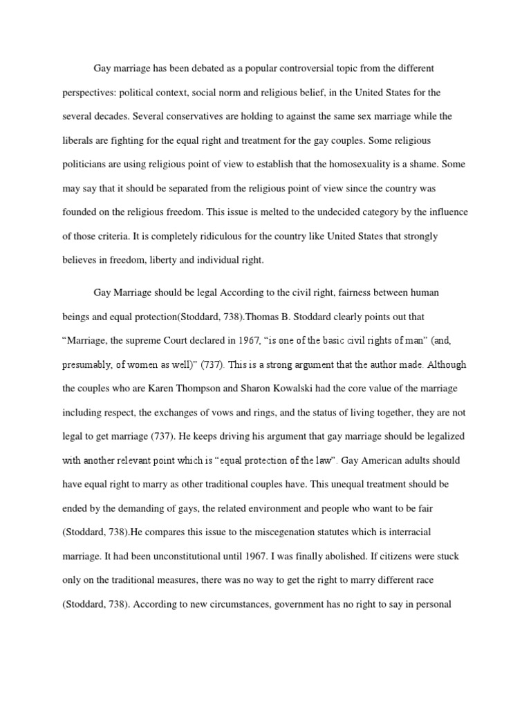 argumentative essay about same sex marriage in