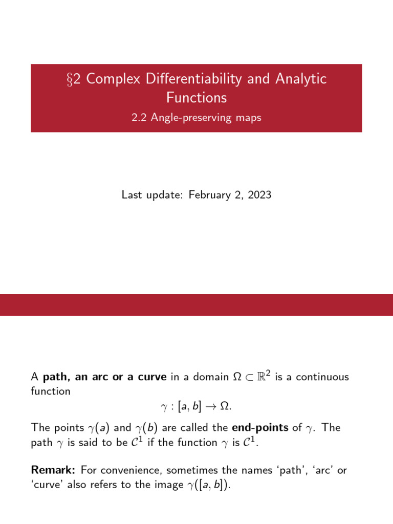 2 Complex Differentiability and Analytic Functions: 2.2 Angle ...