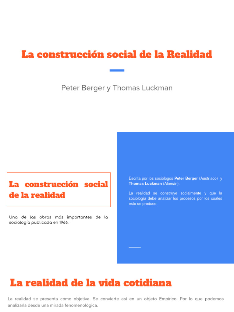 La Construcción Social de la Realidad | PDF | Realidad | Educación en ...