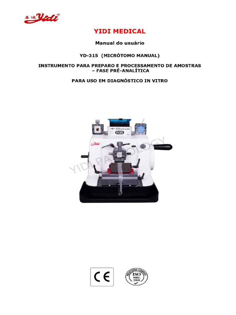 Yidi Medical (Micrótomo Manual Mod Yd-315) Manual Do Usuário Vad1 | PDF