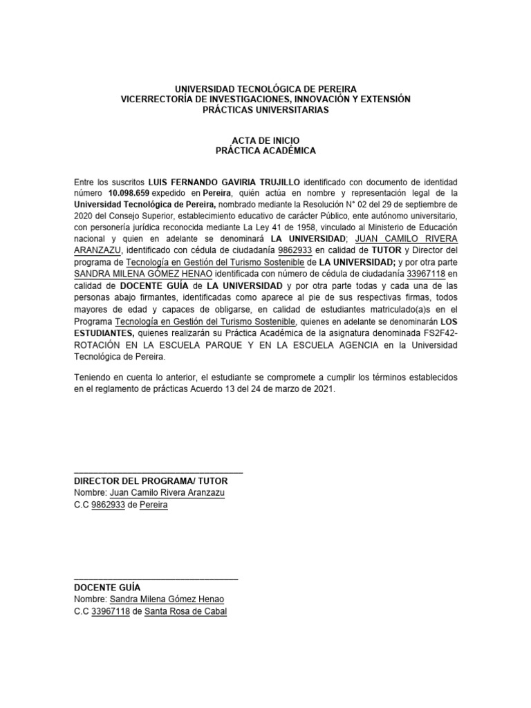 2022-2 Acta de Inicio Práctica Académica - Al Interior de La ...
