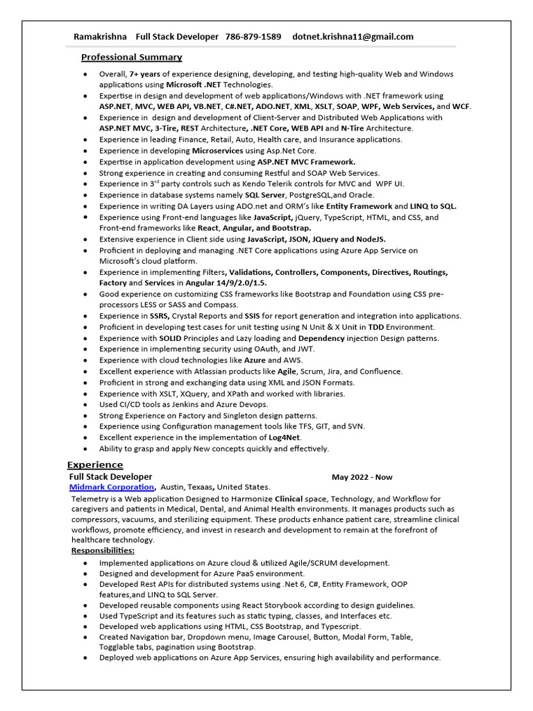 Full Stack Developer Profile: SSIS & .NET | PDF | Microsoft Sql Server ...