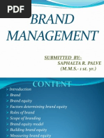 Brand Management: Submitted By: - (M.M.S. - 1 St. Yr.)