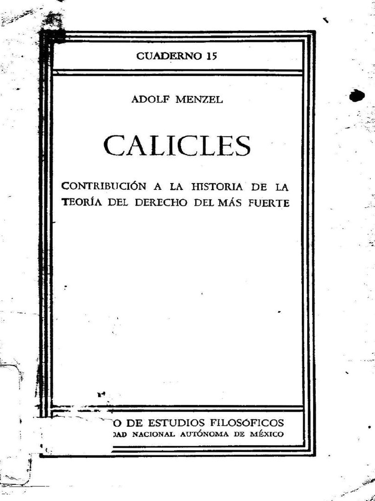Calicles-Contribucion A La Historia de La Teoria Del Derecho Del Mas ...