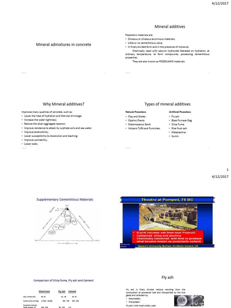 Mineral Admixtures in Concrete Explained | PDF | Concrete | Cement