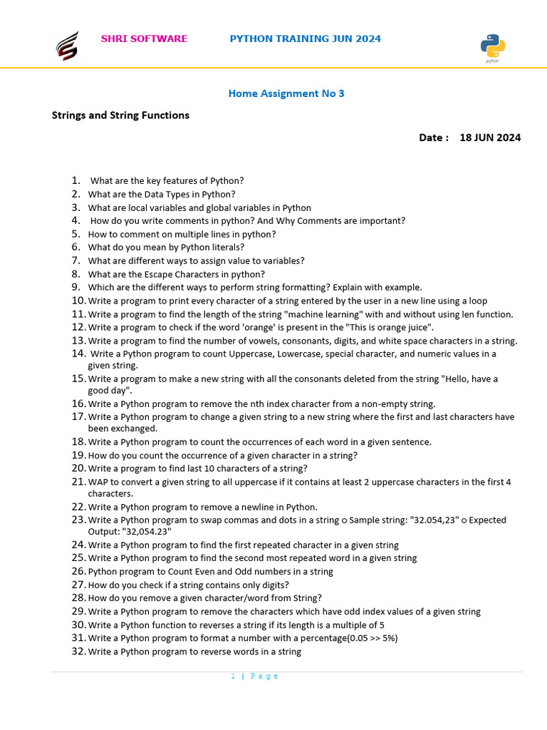 Python String Functions Assignment | PDF | String (Computer Science ...