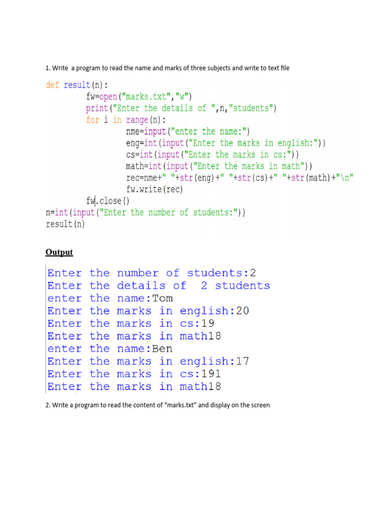 Examples For Data Files: Includes How To Open and Close Files and Also ...
