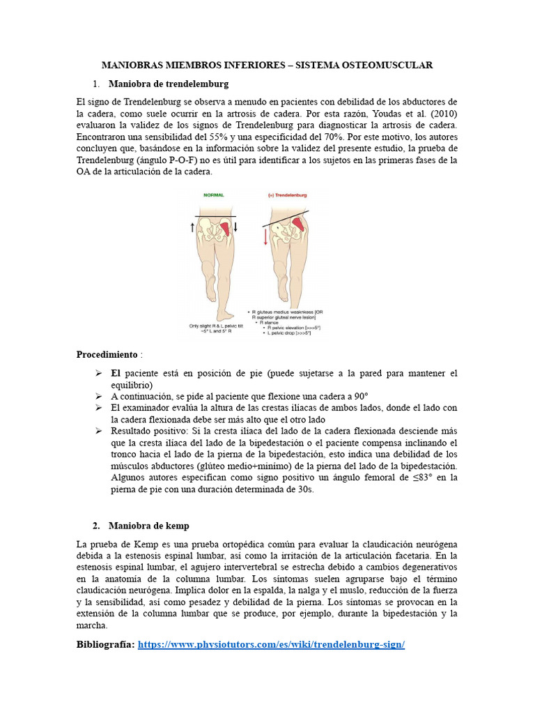 Maniobras de Evaluación Osteomuscular | PDF | Rodilla | Sistema