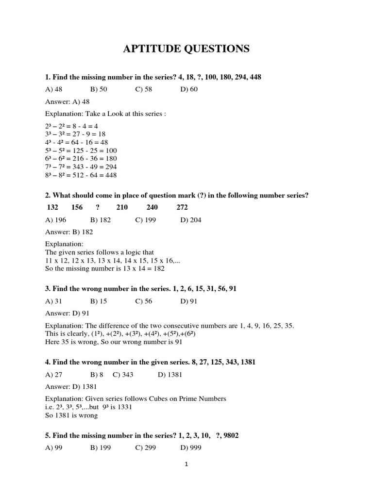 Aptitude questions pdf option finance speed