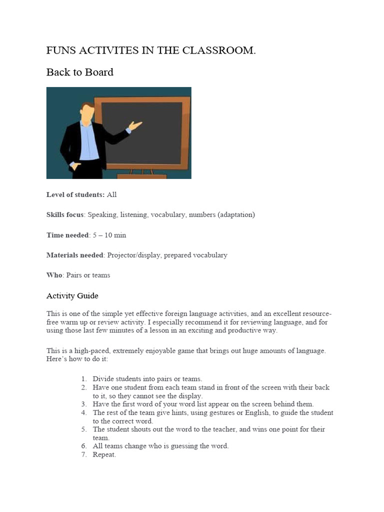Engaging Classroom Activities Guide | PDF | Vocabulary | Learning