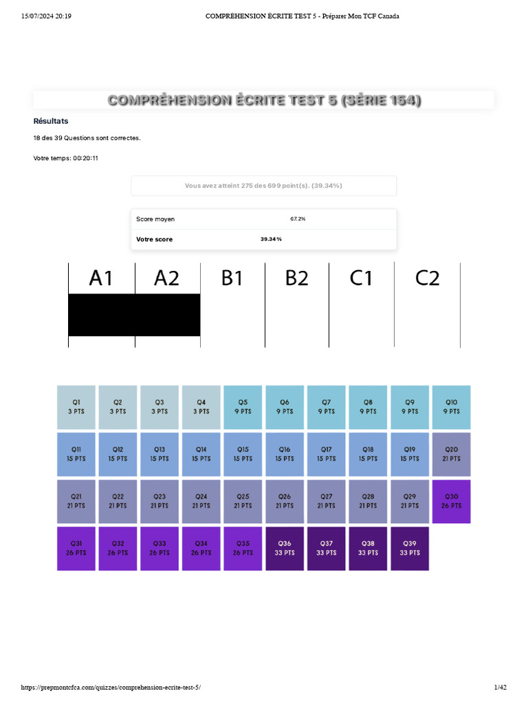 Test de Compréhension Écrite TCF 5 | PDF | Canada