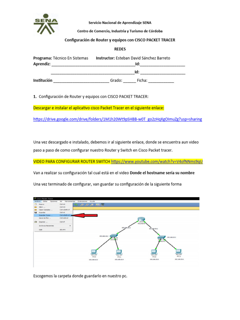 Taller Configuracion Cisco Packet | PDF | Informática