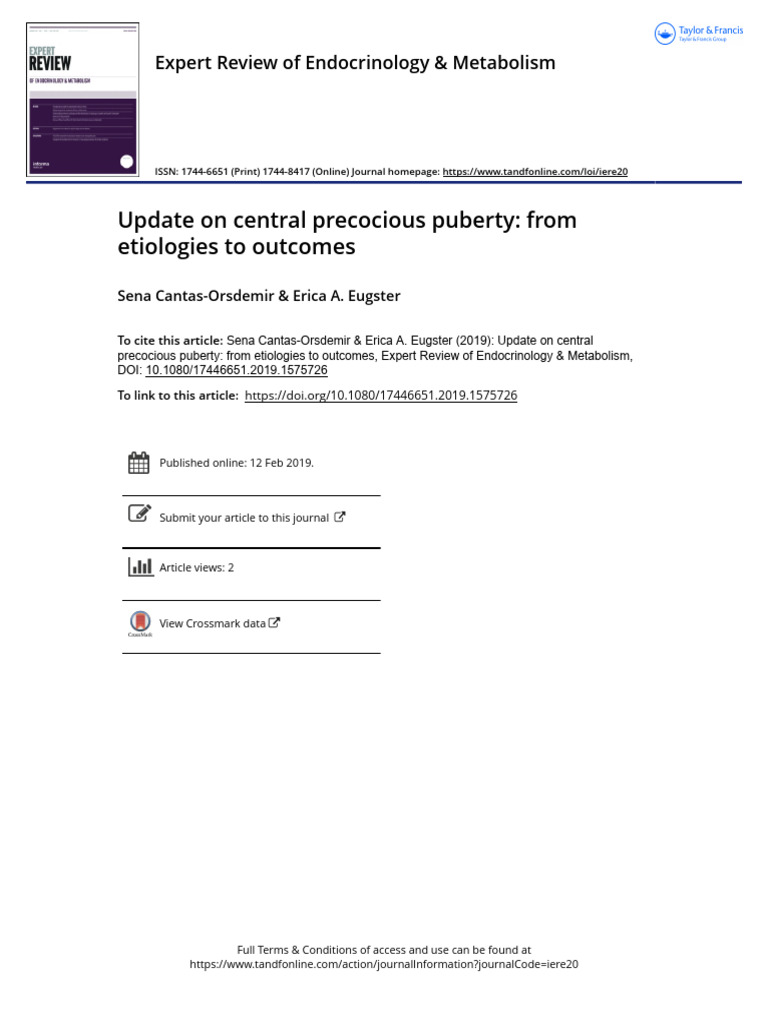 Update On Central Precocious Puberty | PDF | Luteinizing Hormone | Puberty