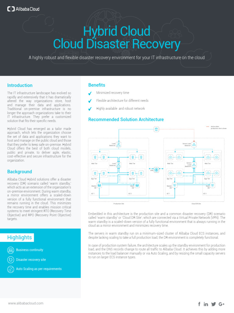 Alibaba Cloud Hybrid DR Solutions | PDF | Cloud Computing | Disaster ...