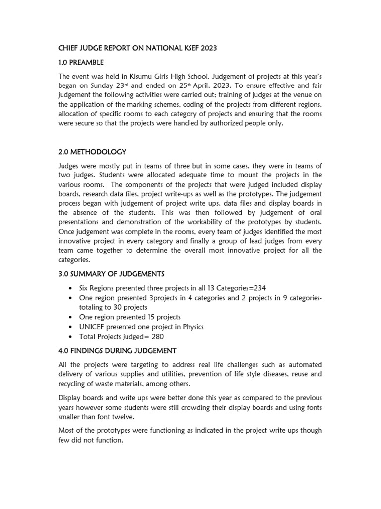 KSEF 2023 Chief Judge Report | PDF
