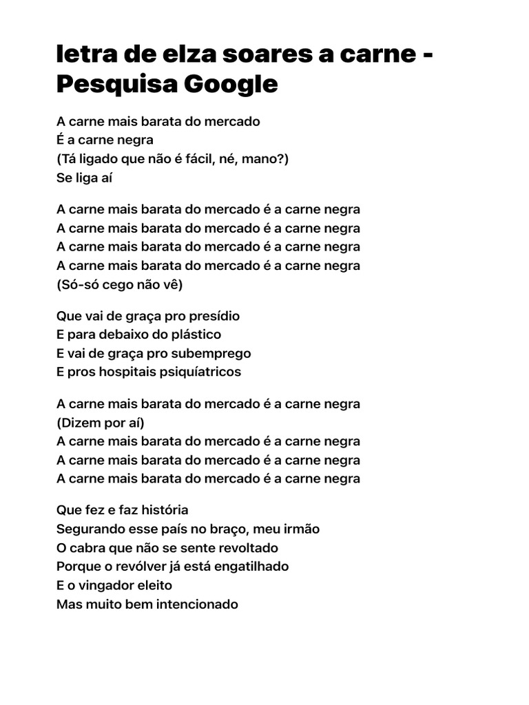 A Carne Negra de Elza Soares | PDF | Gastronomia, comida e vinho | Direito