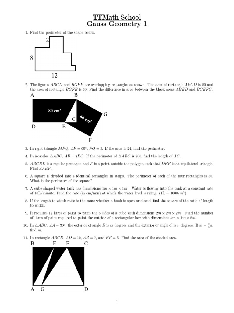 Geometry Problems and Solutions Guide | PDF | Area | Rectangle