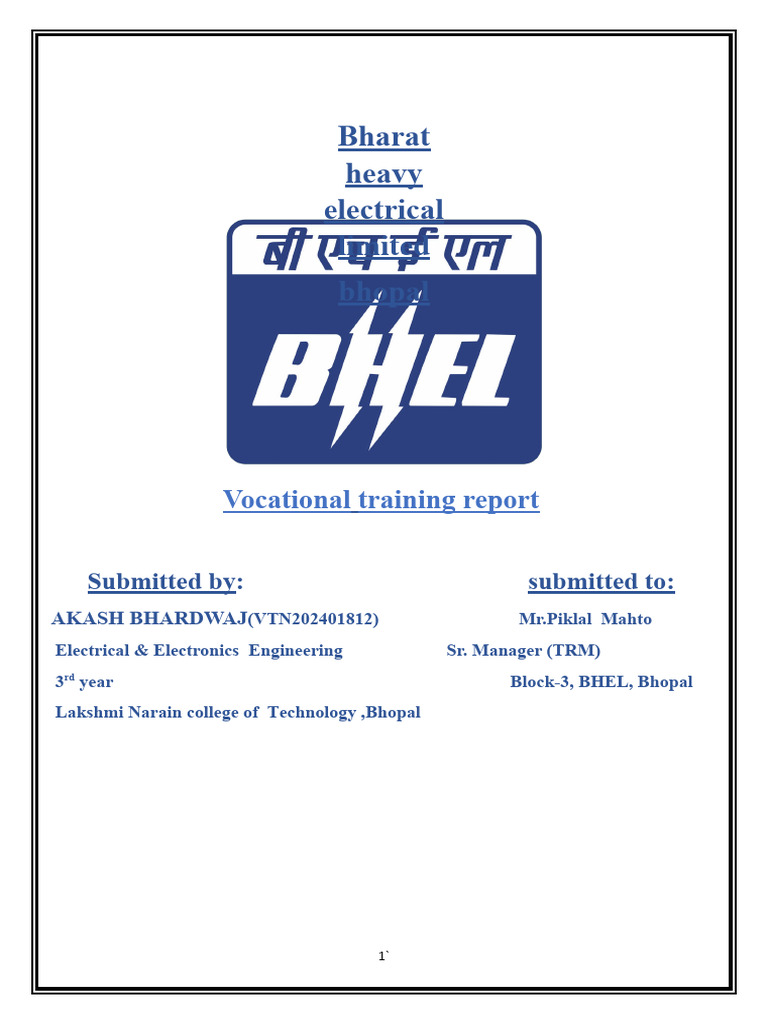 Bhel internship report pdf transformer inductor