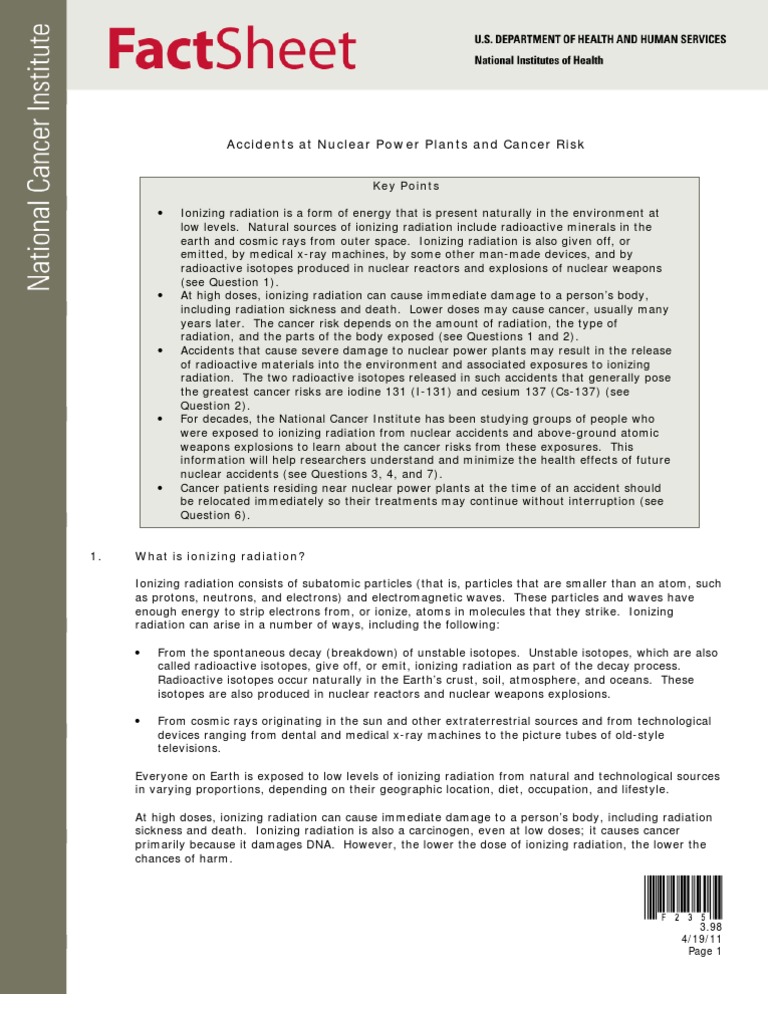 Accidents at Nuclear Power Plants and Cancer Risk - Points - Unknown ...