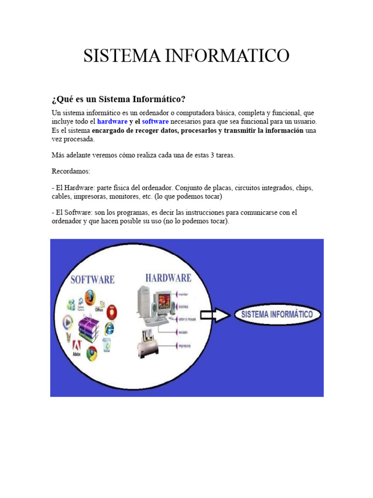 Tema 3, Sistema Informatico | PDF | Periférico | Hardware de la computadora