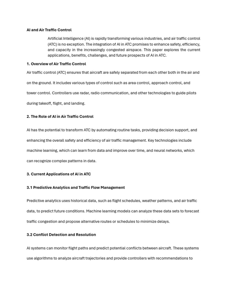 AI and Air Traffic Control | PDF | Air Traffic Control | Artificial ...