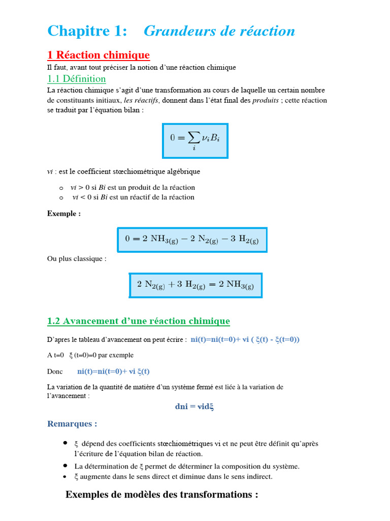 Grandeurs de réaction en thermochimie | PDF | Enthalpie | Capacité ...